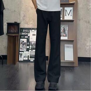 【高品质】夏季薄款美式垂坠感黑色微喇西裤男女款显瘦显高裤子