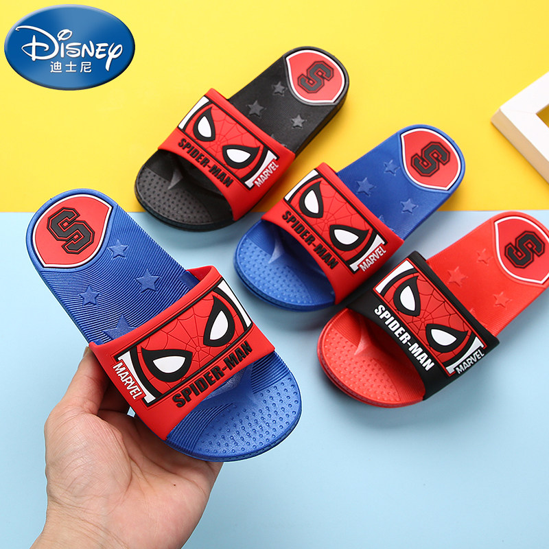 迪士尼尾货清仓蜘蛛侠儿童拖鞋居家卡通男童浴室防滑中童新款凉拖