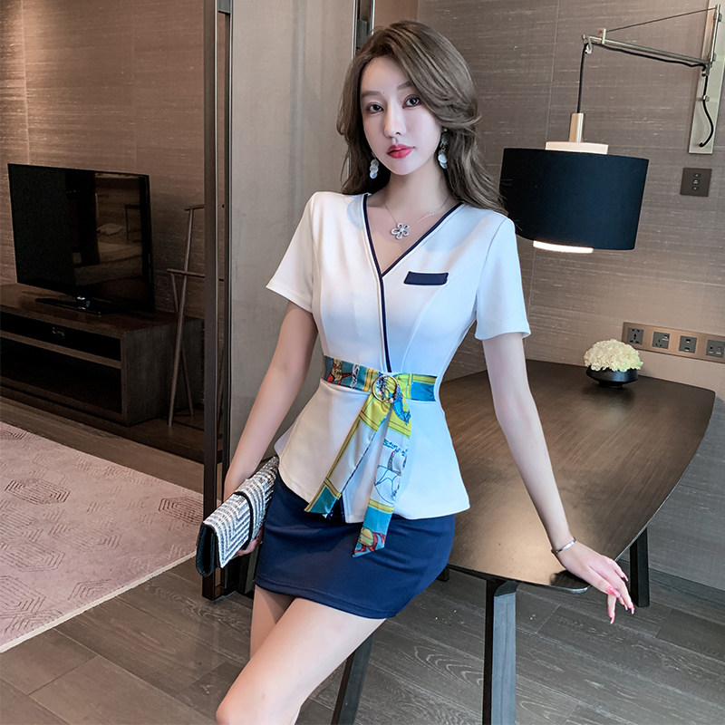 足疗足浴技师工作服气质遮肚显瘦套装养生馆spa会所按摩工衣女装