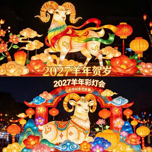 羊年新年元宵花灯彩灯定制厂家