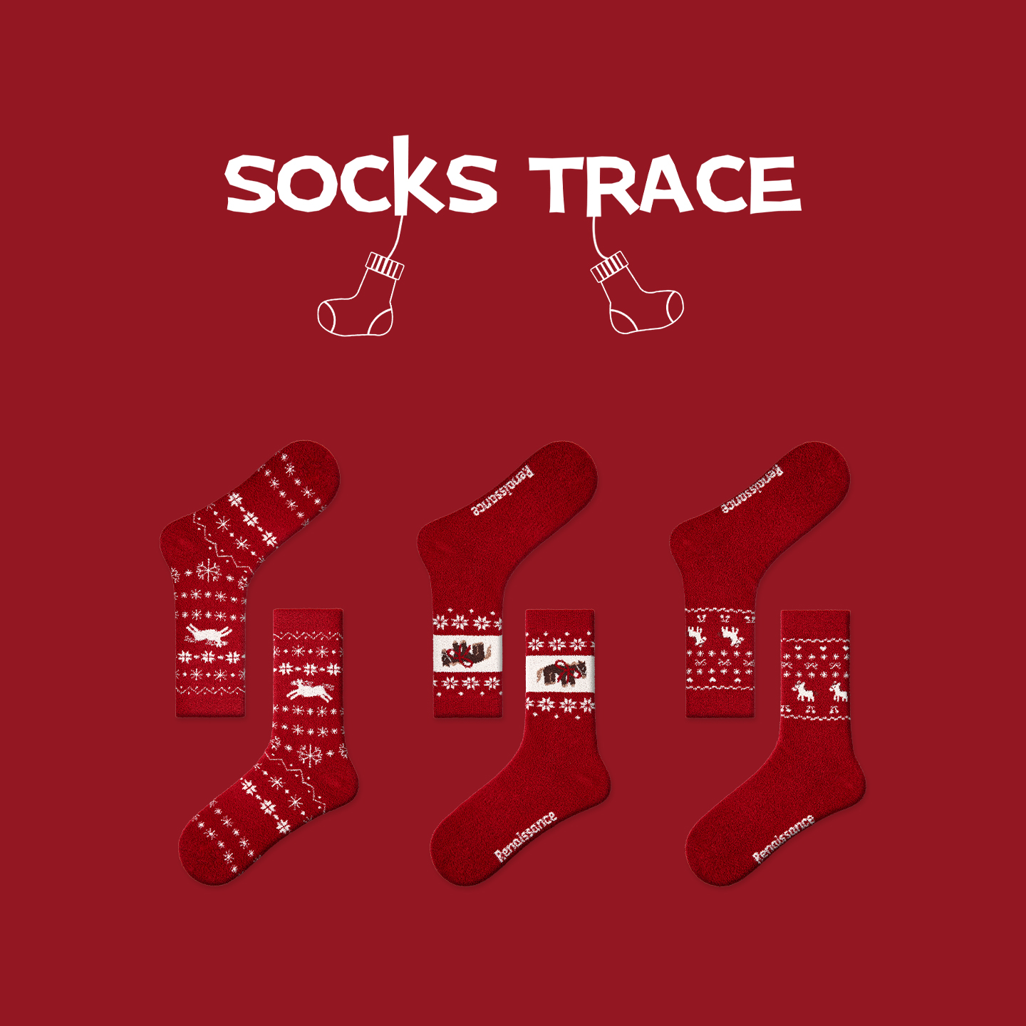 袜迹 SOCKS TRACE 「以梦为马」新年系列秋冬季卡通棉袜中筒袜女