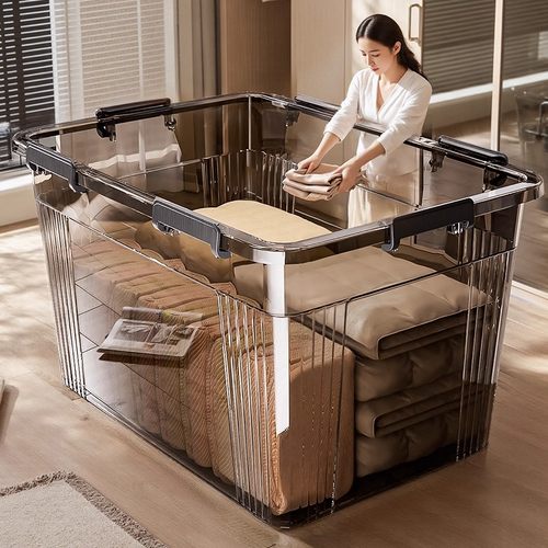 收纳箱透明大容量后备箱收纳盒家用塑料储物箱衣服玩具加厚整理箱