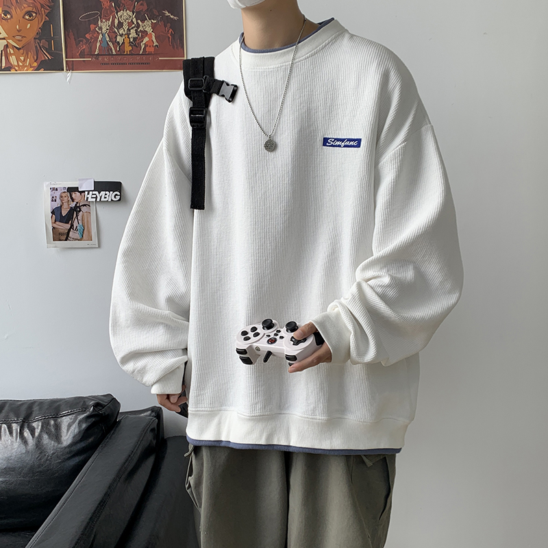 2025秋季港风假两件华夫格圆领卫衣外套W2202-P58控78，女装短外套，电商A036A