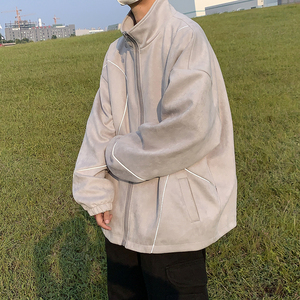 2025秋季新款港风宽松反光麂皮绒拼接夹克外套 J221-P80 108图片