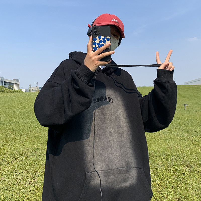 320克重80%棉2025秋季港风新款宽松重磅水洗卫衣W2209-P80控108,男装卫衣,电商A036A