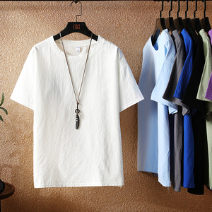 夏季风短袖T恤棉麻大码复古半袖 T038-P13图片