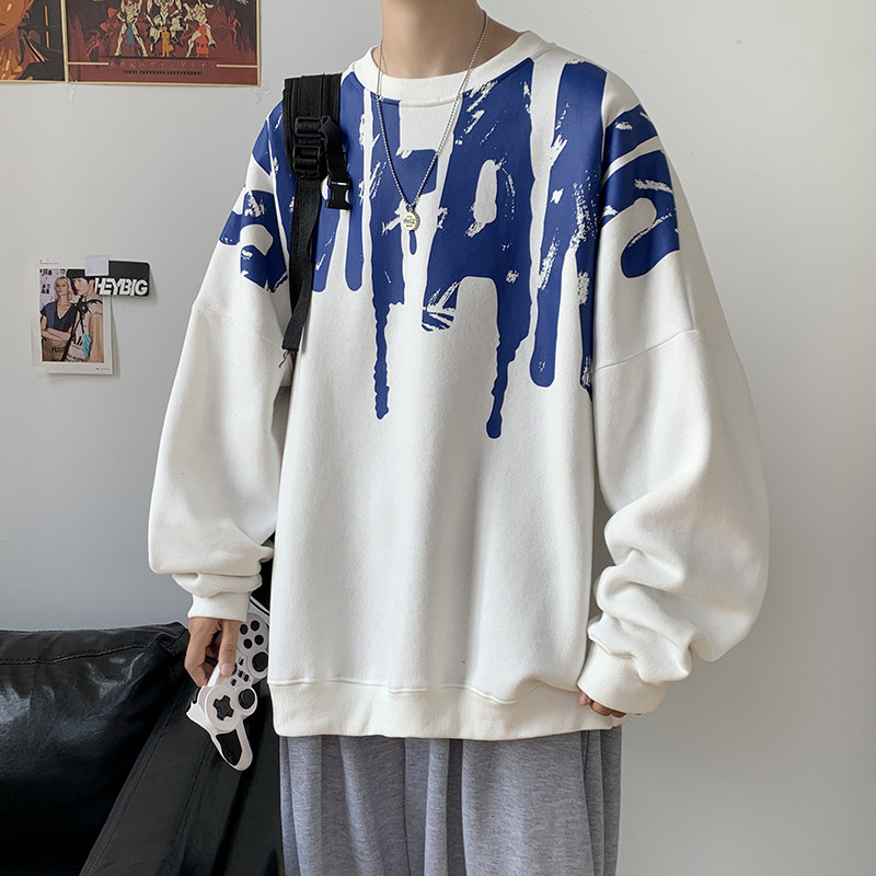 50%棉300克2025新款港风宽松大印花圆领卫衣外套W2201-P58控78,女装短外套,电商A036A