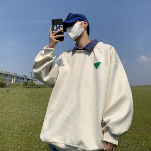 2025秋季新款港风宽松假两件350克重麂皮绒卫衣 W2210-P60-控78图片