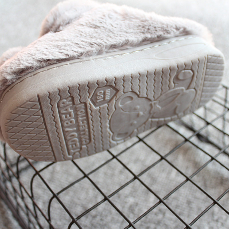 Pantoufles enfants en suède pour hiver - semelle plastique - Ref 1007977 Image 4