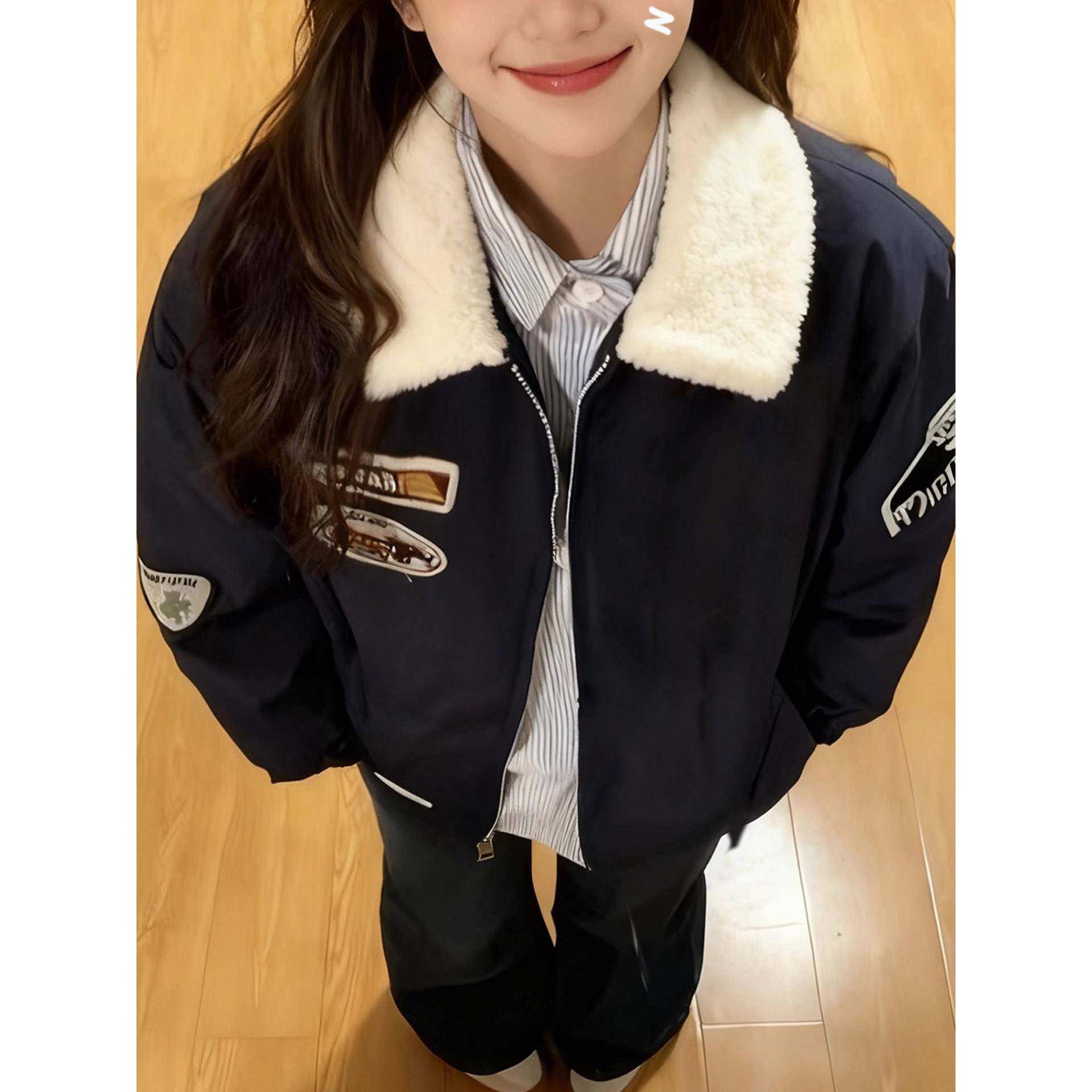 冬季棉服女小个子2025新款棒球服夹棉衣学生超好看羊羔毛棉袄外套