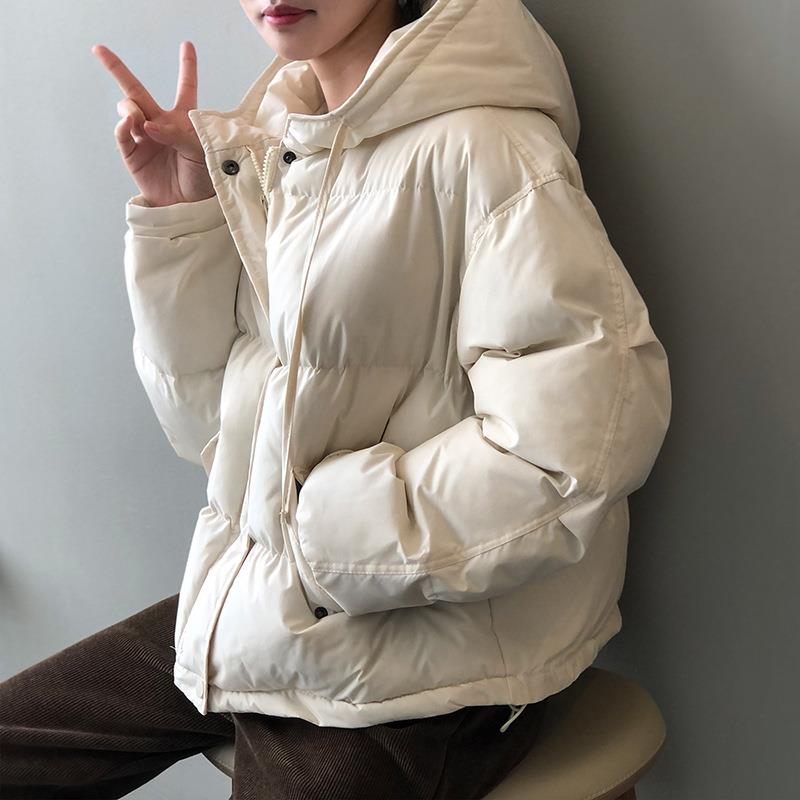 言双 短款连帽棉服女 冬季新款韩版小个子学生加厚保暖面包服9051