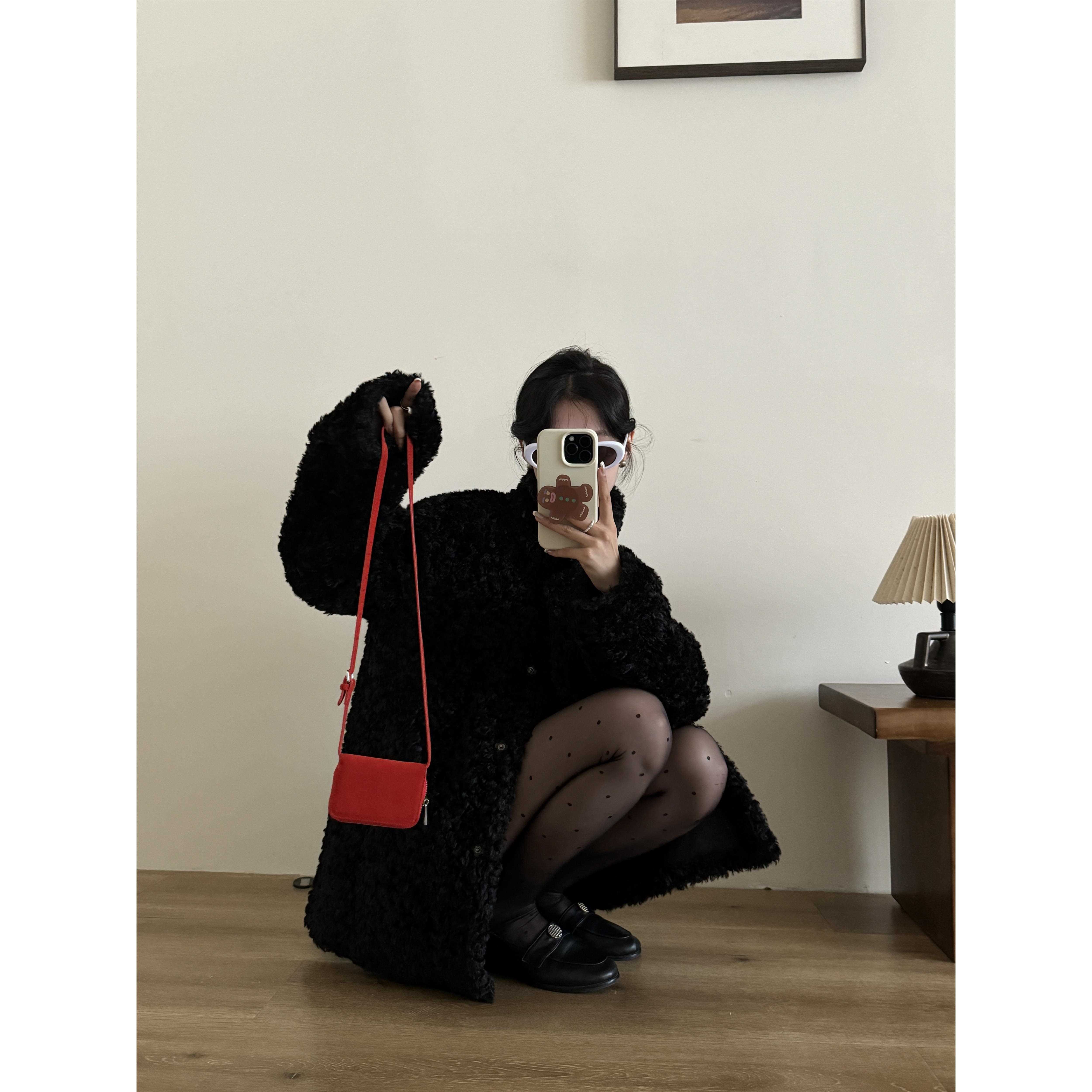 皮毛一体2025新款爆款富人区同款羊羔毛立领彷皮草毛毛外套大衣女