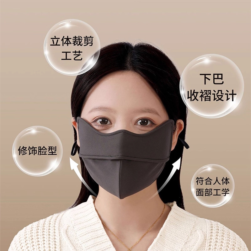 5D鱼骨立体保暖口罩秋冬新款冬天透气防风全脸防护加绒护眼角黑色