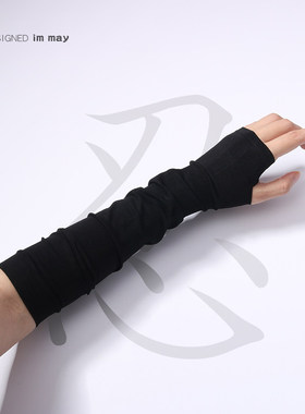 日式轻奢露指夏季忍者手套黑色山本辣妹袖套防晒护臂护袖冰袖ins