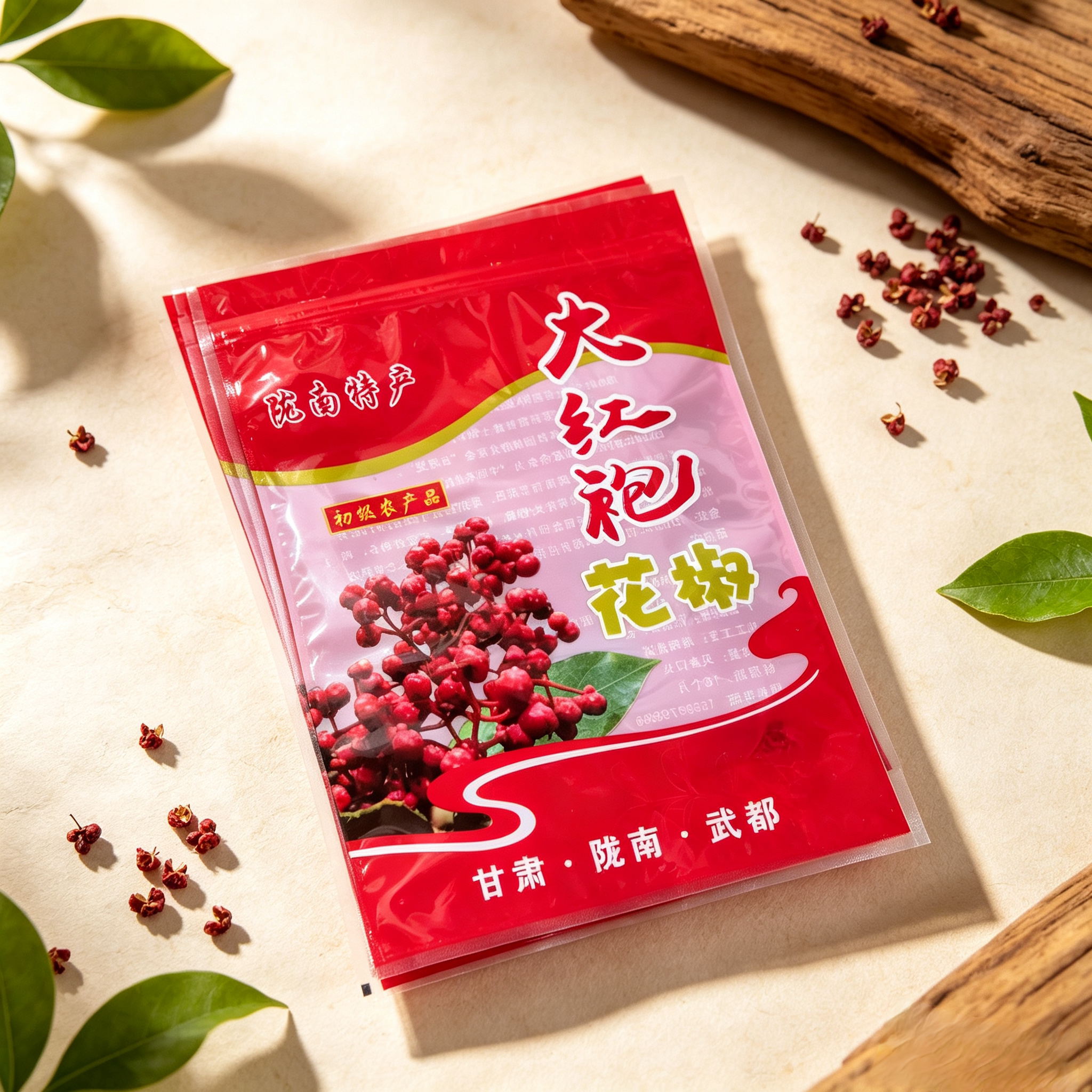 花椒袋子自封袋甘肃陇南武都大红袍花椒包装袋半斤/一斤通用图片