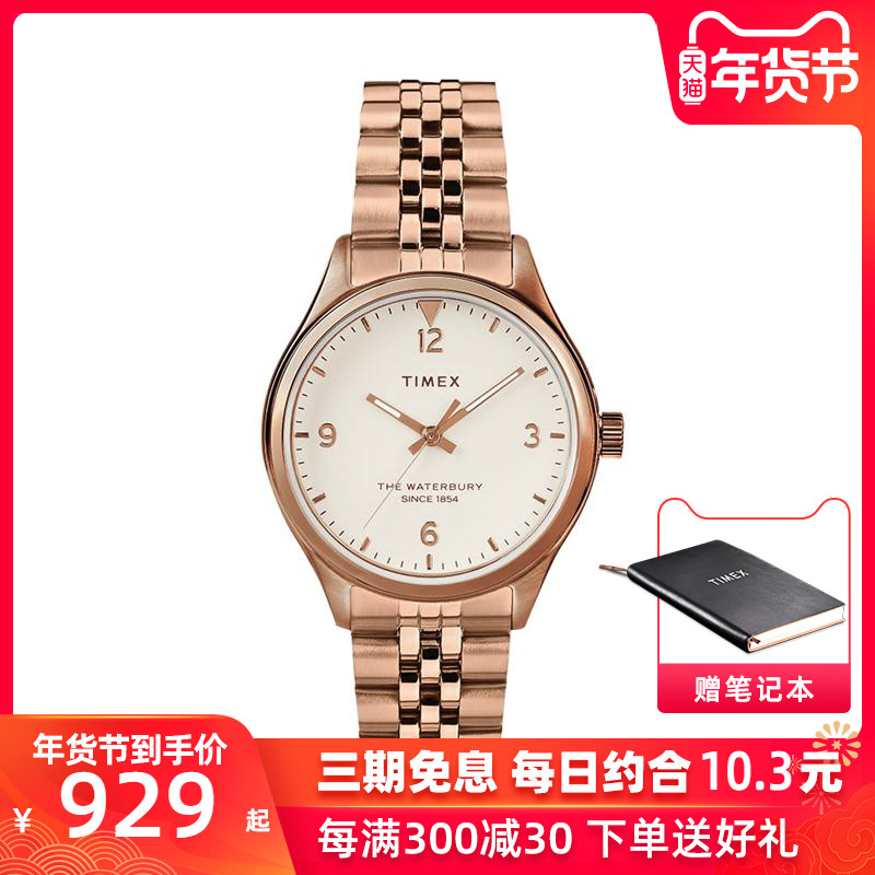 美国TIMEX/天美时轻奢小巧手表女简约经典钢带石英表TW2T36500