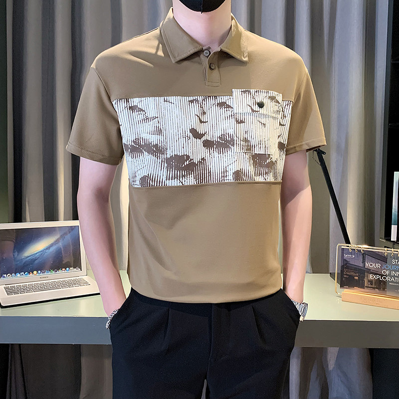 时尚拼接POLO衫男潮流痞帅男士翻领短袖夏季新款上衣PL07-P58,男装Polo衫,电商D323（原B261）