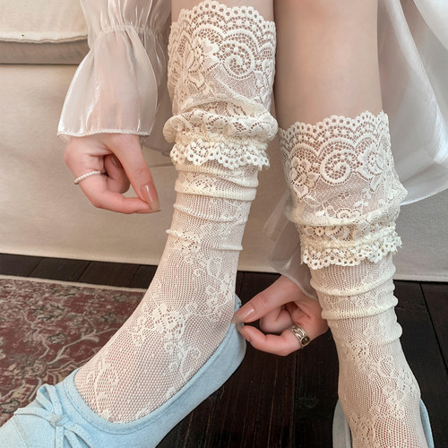 蕾丝镂空透气春夏薄款长筒袜女