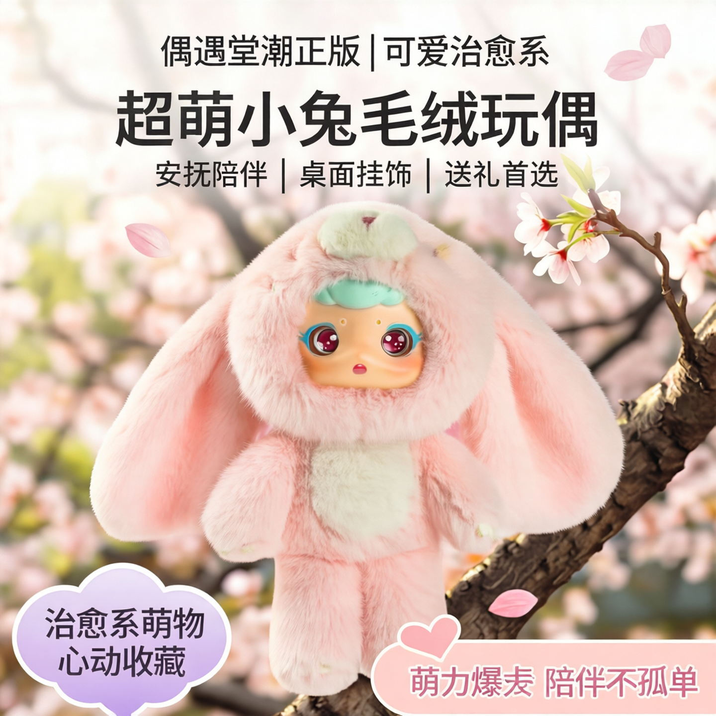 偶遇堂潮正版可爱兔子挂饰玩偶毛绒玩具眼睛变色安抚桌伴公仔挂件