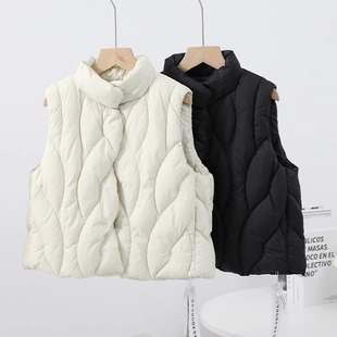 女童羽绒马甲2025新款新国标90白鸭绒花边立领百搭外穿中大童保暖