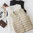 内搭羽绒马甲背心女 V领轻薄柔暖白鸭绒无袖 工厂福利 可调节圆领