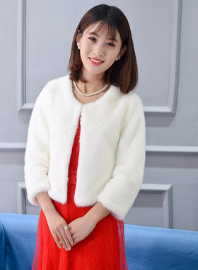 水貂毛新娘披肩加厚韩版女秋冬季