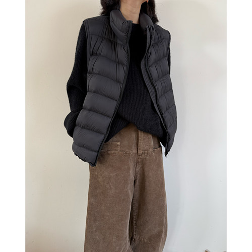 拖延症 / 大排骨90白鸭绒立领马甲外套女 冬季上衣