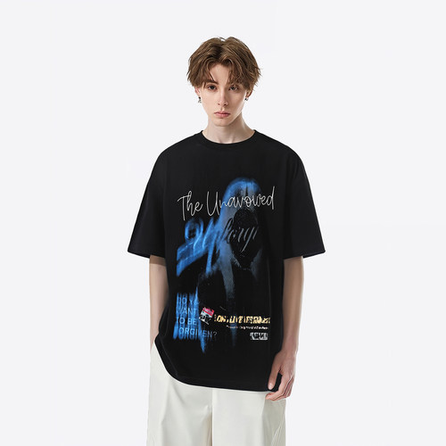 小众设计感抽象虚影短袖T恤情侣