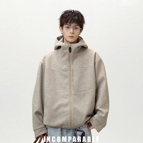 国潮牌重磅纯色高领连帽卫衣男女