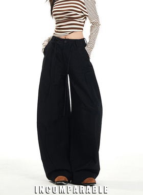 【iN】美式复古风辣妹老钱风弯刀宽松工装裤女潮牌通勤休闲阔腿裤