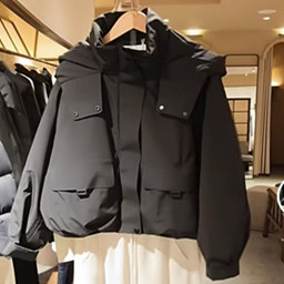 连帽抽绳纯色短款 2025年宽松韩版 三防面料羽绒服外套 新款 冬季