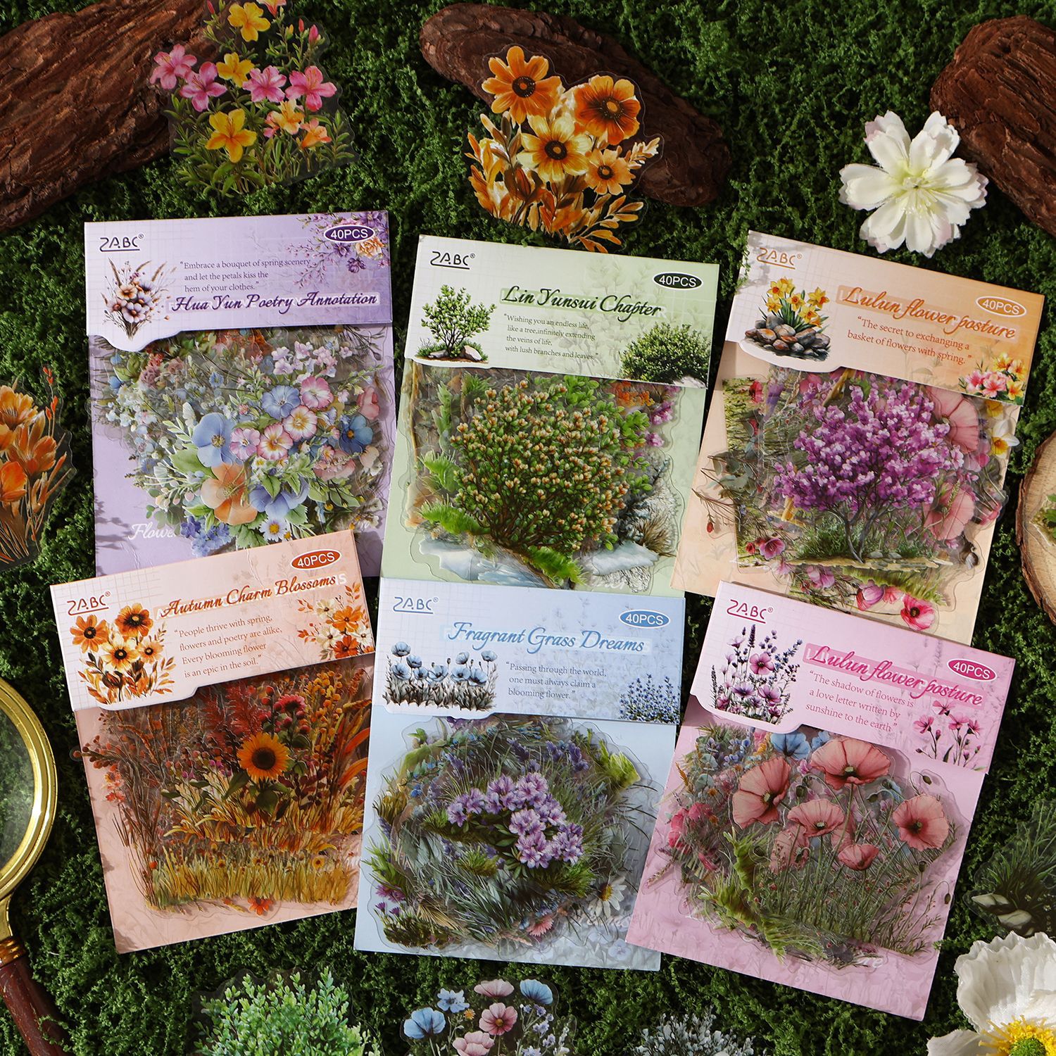 5件包邮岁华花韵防水贴纸手帐贴纸包 手账贴纸复古手帐素材