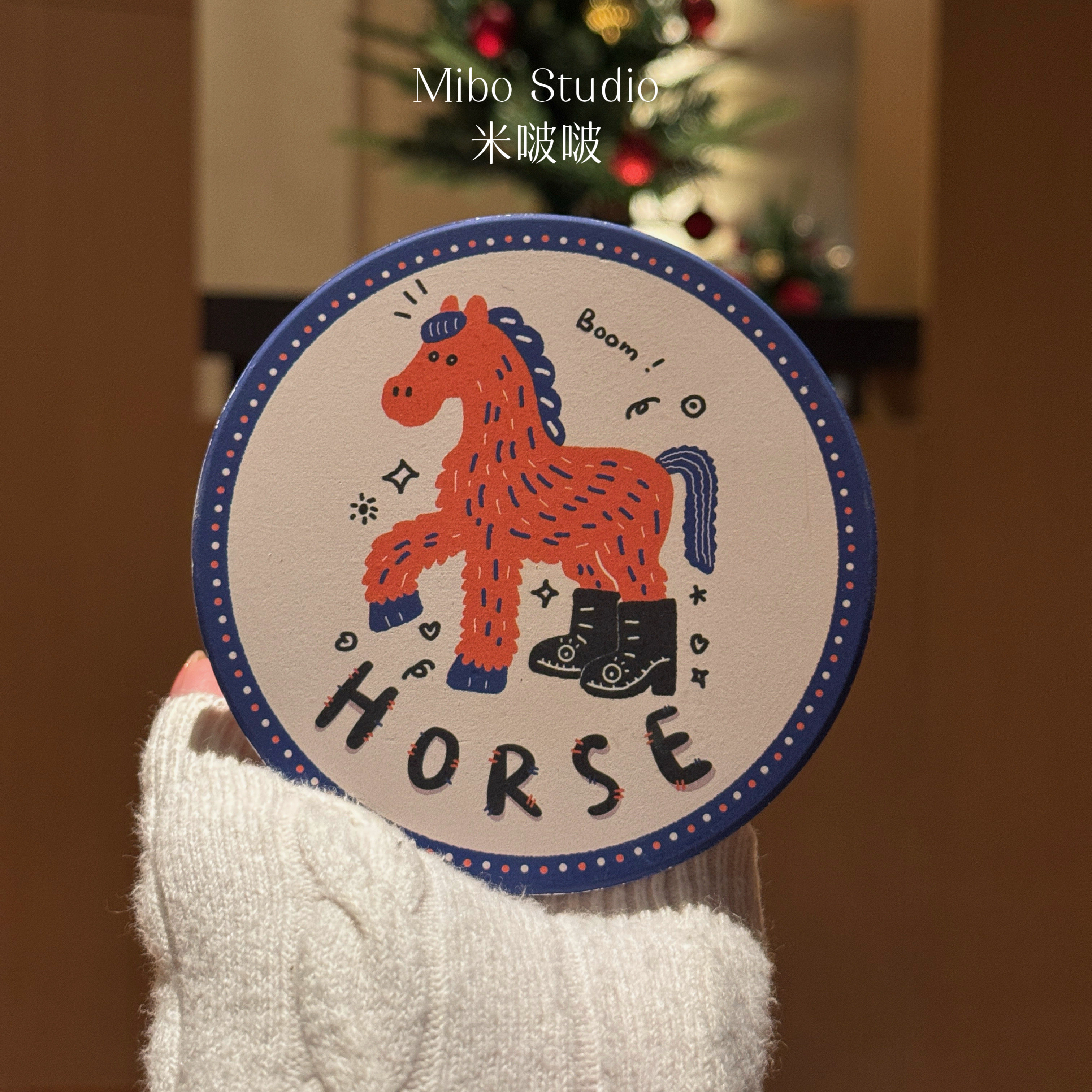 原创马年陶瓷杯垫圆形隔热餐垫防滑吸水软木底防烫餐桌装饰摆件,餐饮具,杯垫,淘宝优惠券,粉丝福利购,淘宝优惠卷