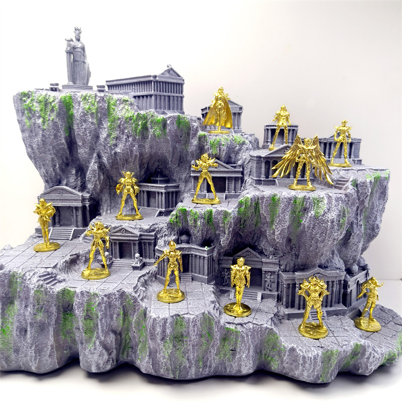 现货12款纯铜实心黄金圣斗士雕像场景模型扭蛋圣衣摆件 动漫收藏