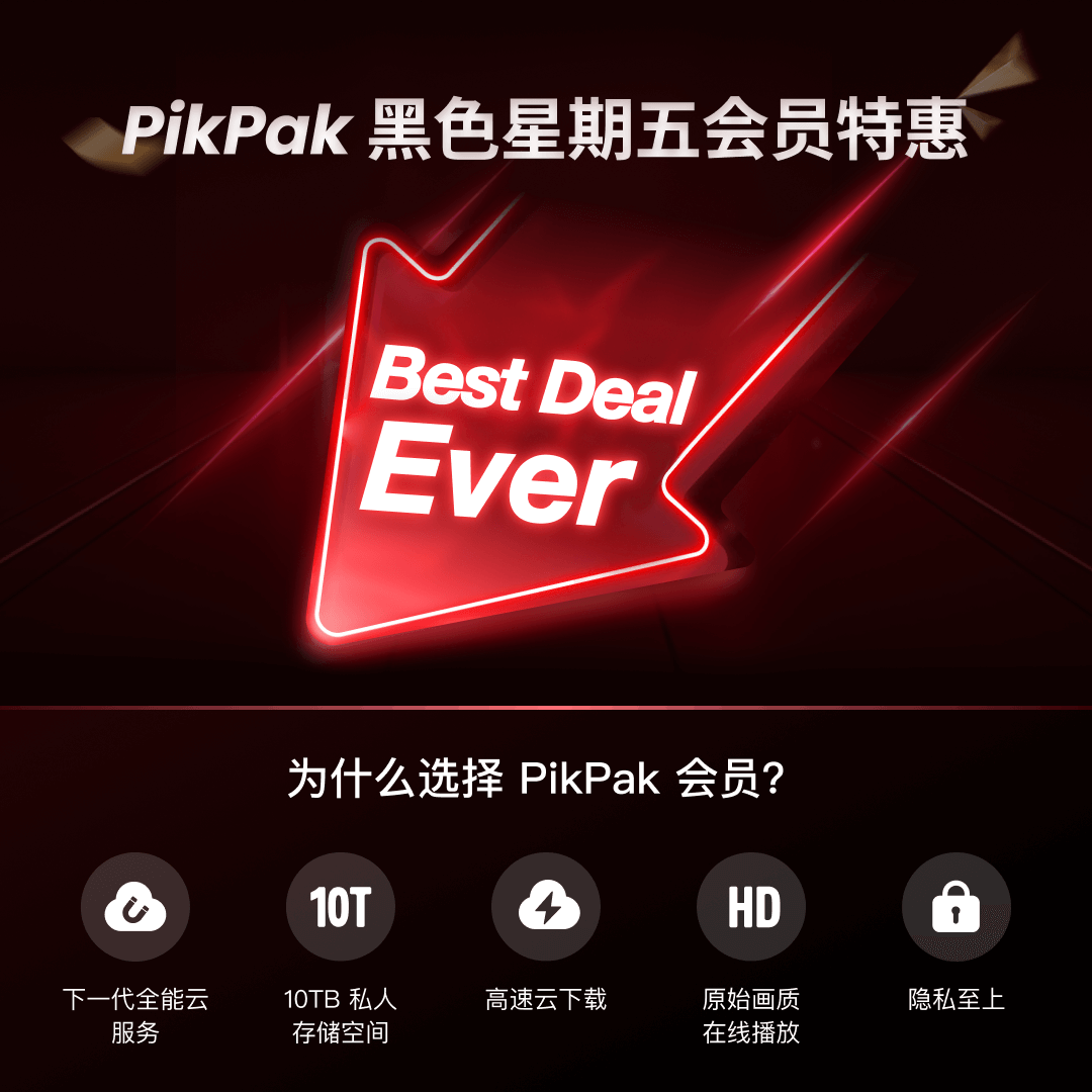 PikPak官方充值一年12月 可提供邮箱新注册会员赠10TB空间 秒冲到