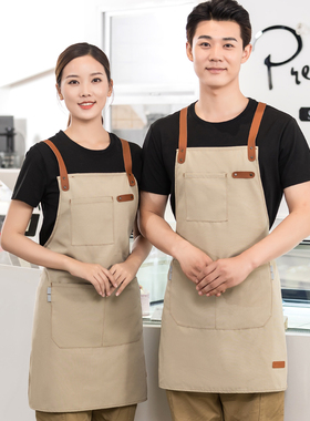 高端围裙时尚简约奶茶店咖啡店花店餐饮工作围裙定制logo印字