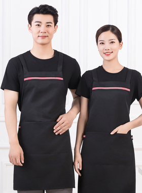 高端围裙时尚简约奶茶店咖啡店花店餐饮工作围裙定制logo印字 所