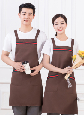 高端围裙时尚简约奶茶店咖啡店花店餐饮工作围裙定制logo印字