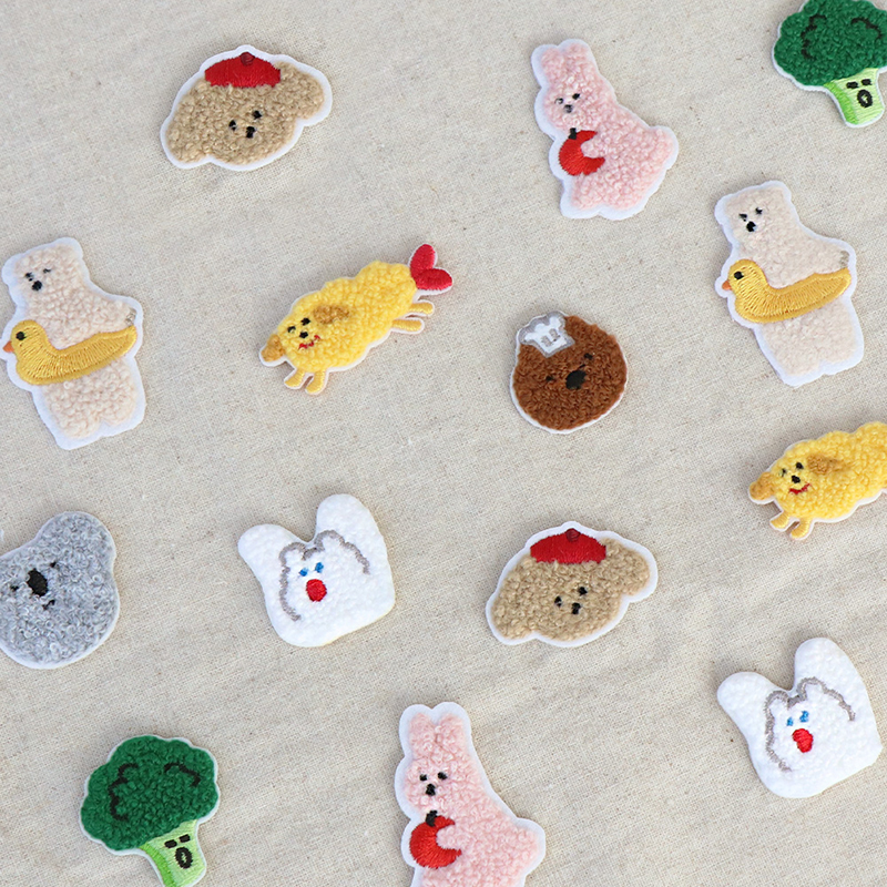 【韩国原装进口正品】Iconic卡通刺绣毛绒布贴衣服包包装饰补丁贴