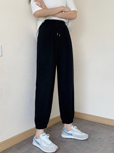 #Thickened Plush sports pants women's loose legged pants autumn and winter show thin