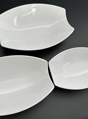 密胺白色盘子商用酒店餐厅西餐创意特色异形深腰盘子纯白色菜盘子