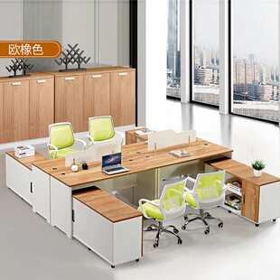 简约现代组合储物带抽屉办公桌屏风带锁四人位职员柜子时尚高端