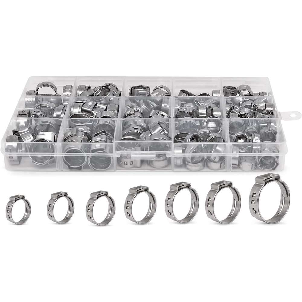 跨境 145pcs盒装304不锈钢快速固定,卡箍喉箍抱箍管卡组合套装