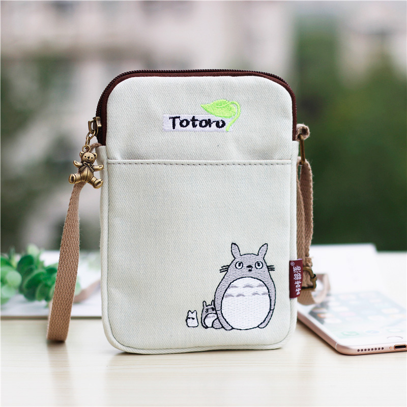 百搭帆布竖款韩版卡通风手机包