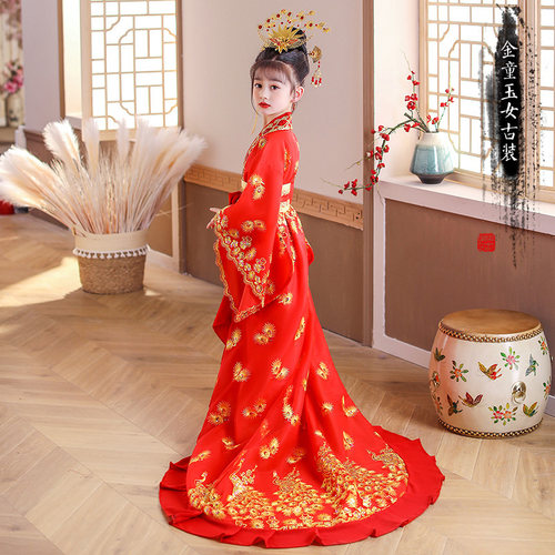 春夏季儿童贵妃古装拖尾皇后娘娘