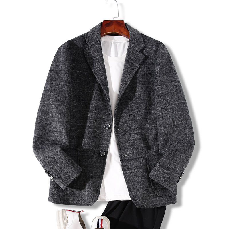 秋冬高端格纹商务休闲西服外套男