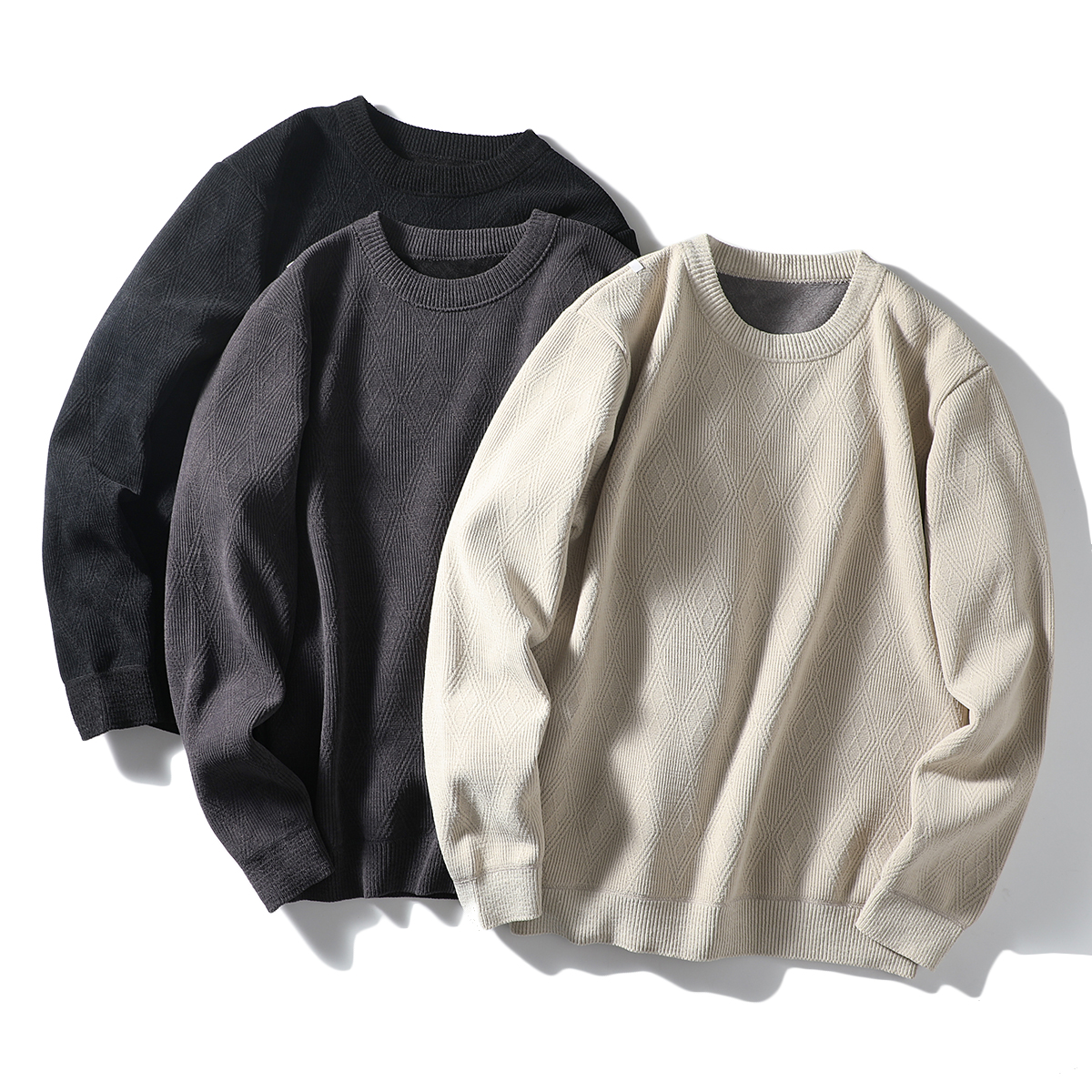 秋冬圆领打底保暖针织衫毛衣男