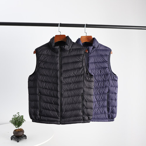 纯色立领轻薄保暖羽绒马甲背心男