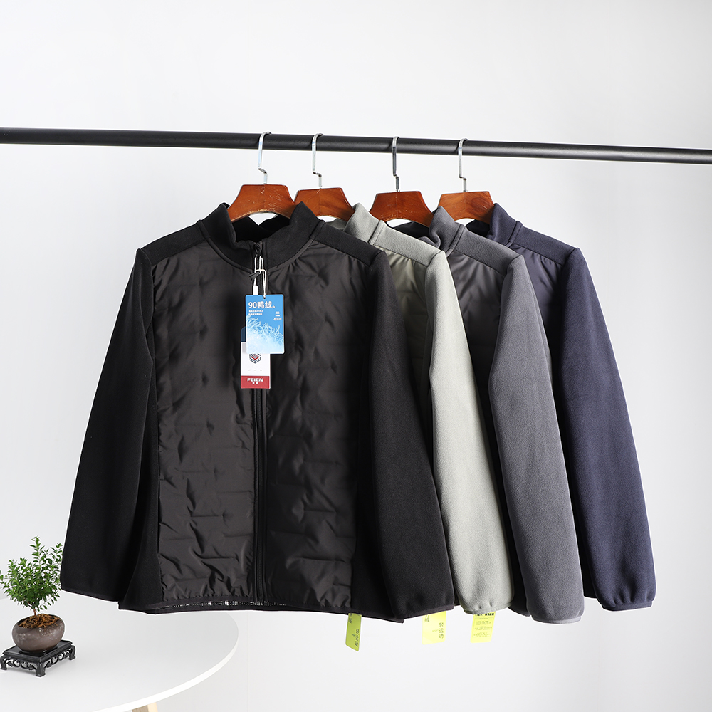 男士户外拼接立领休闲保暖羽绒服