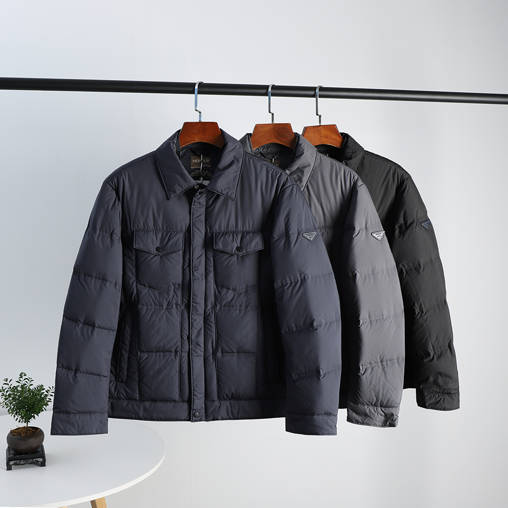 男士时尚休闲翻领防风保暖羽绒服